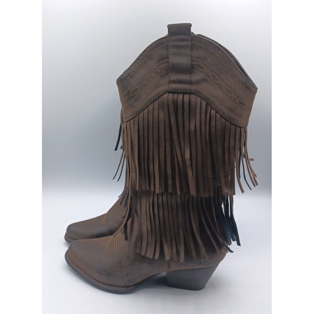 Pierre Dumas Women's‎ Cowgirl Brown Mid Calf Fringe Cowgirl Boots Sz 8